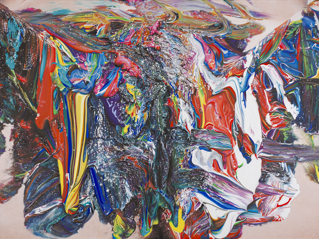 Jason Brooks, Origin I, 2015, Acrylic on canvas, 125.1 x 176.2 cm © Jason Brooks and courtesy Marlborough Contemporary. Photograph credit: Francis Ware