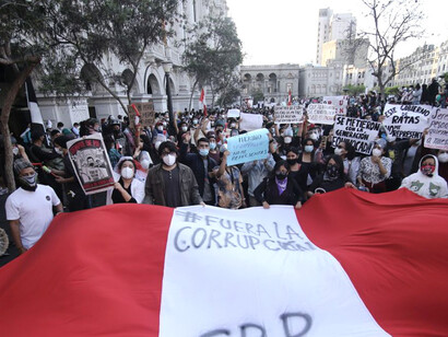 La asunción de Manuel Merino a la presidencia fue cuestionada por diversos sectores de la población. Fue considerada por algunos constitucionalistas​ y medios de comunicación locales como un «golpe de estado»
