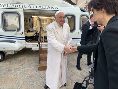 Juergen Teller, Pope Francis in Venice No.3, Giudecca women’s prison (detail), 2024. Courtesy of Contemporary Fine Arts