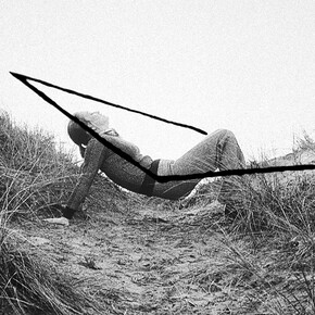 Valie Export, Trapez, 1974, Black and white photograph, Dimensions: 41,6 x 60,7 cm (16,38 x 23,9
in), Framed Dimensions: 56 x 79 cm (22,05 x 31,1 in) Ed. of 3
