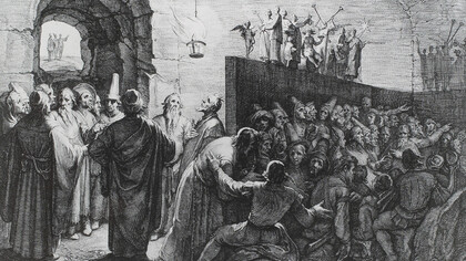 La alegoría de la caverna según un grabado de Jansaenredam (1604)