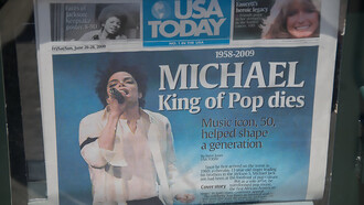 A 2009 newspaper reports on the death of Michael Jackson