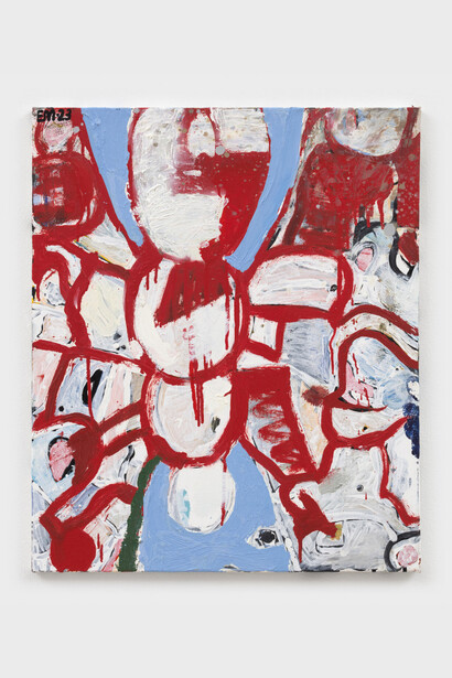 Eddie Martinez, BF 2420#14 (His Amazing)
2023
Oil, acrylic and spray paint on linen
25 1/2 by 20 1/2 in. 64.8 by 52.1 cm. © Eddie
Martinez. Courtesy of the artist and Mitchell-Innes & Nash, New York.