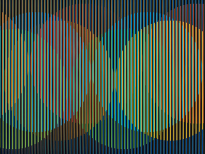 Lines in motion, artwork in exhibition. Courtesy of Opera Gallery