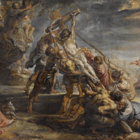 Peter Paul Rubens, The Raising of the Cross, c. 1638. oil on paper; later mounted on canvas. 72.1 x 132.7 cm. Art Gallery of Ontario purchase, 1928. Photo Craig Boyko. © 2017 Art Gallery of Ontario