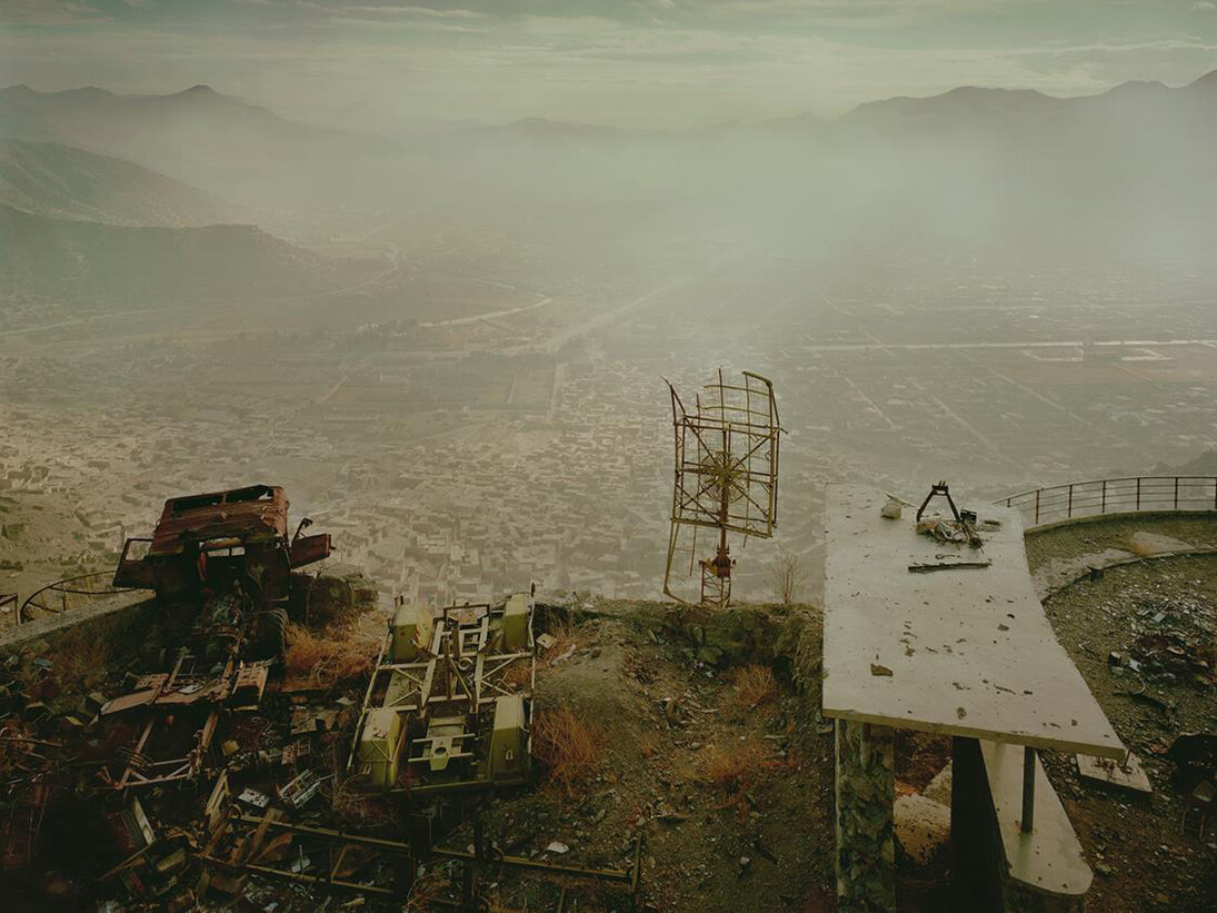 Simon Norfolk, Destroyed military and civilian radio installations on Kohe Asmai in central Kabul, Afghanistan: Chronotopia, 2001-2002, pigment print, courtesy of Michael Hoppen Gallery