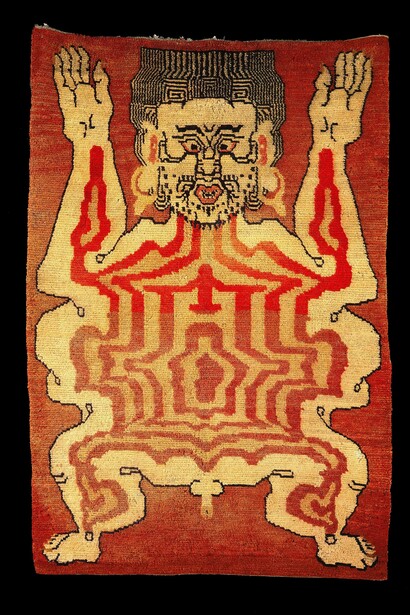 Carpet of Flayed Man, Wool, cotton and dye, Tibet, 19th century (c) Collection Anthony d'Offay courtesy Rossi & Rossi