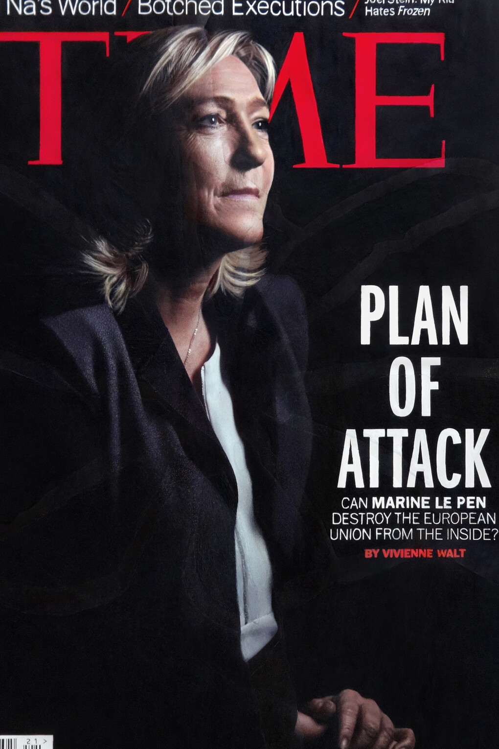 Time Magazine, 26 May 2014-Broken Series no.1, 2014, Acrylic on magazine cover, 26.7 x 20 cm