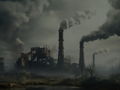 A manufacturing facility releasing carbon dioxide pollution into the air