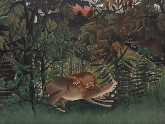 Henri Rousseau, Il leone affamato si getta sull'antilope, 1905. Fondation Beyeler, Riehen, Svizzera