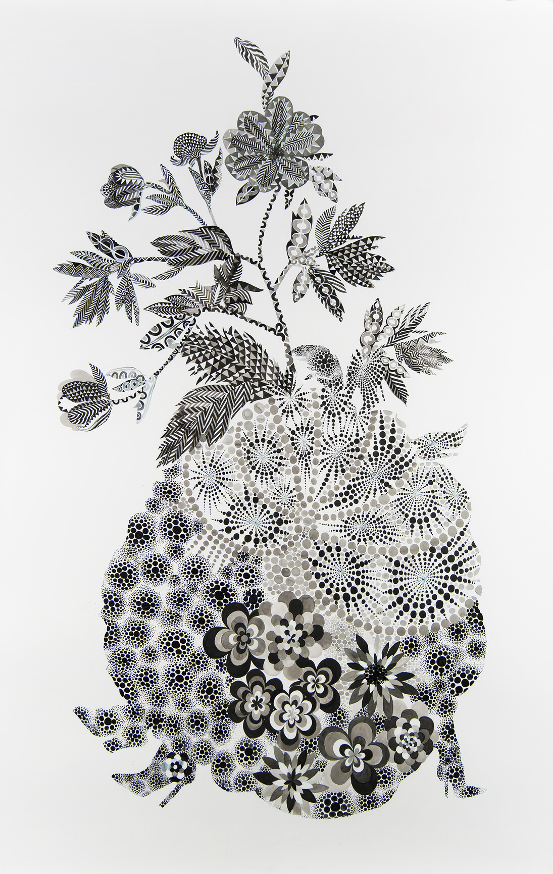 Firelei Báez
Happens elsewhere, without us, and all the same fully resounds here within us, 2015
Gouache and ink on paper
86 x 55 inches (218.44 x 139.7 cm)