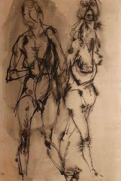 Ennio Morlotti, Two female nudes standing, 1945, foto Francesca Panseri