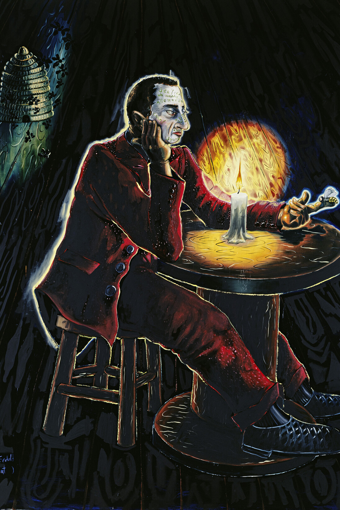 Jörg Immendorff, Bild mit Geduld, 1992, Huile sur toile, 300 x 250 cm, Photo: Lothar Schnepf, Cologne © Collection privée