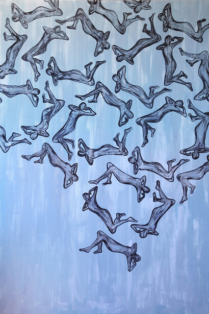 Laura Zeni, Corpi fluttuanti, 2015, acrilico su tela, 180 x 120 cm
