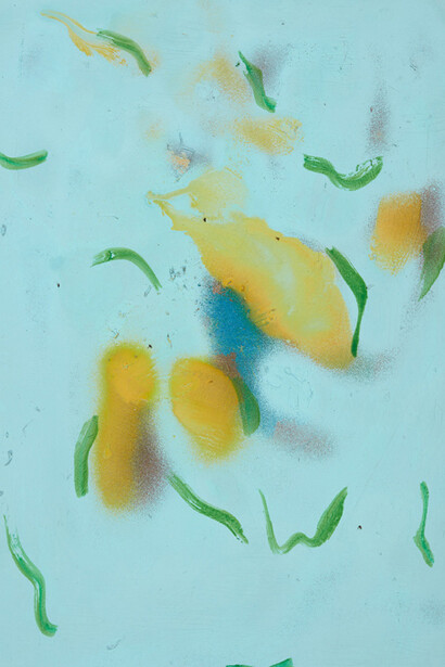 Clément Rodzielski, Untitled, 2015 Acrylic, smuggled tobacco, spray paint on paper, 42 x 29.5 cm / 16.5 x 11.6 inches