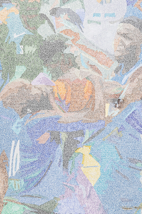 Alioune Diagne, Basketball duality, bëre basket (detail), 2024. Courtesy of Templon