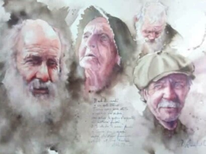 Roberto Andreoli, Il sole dei vecchi, acquerello