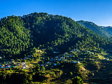 Scenic Himalayan landscapes in the Almora district of Kumaon, Uttarakhand, India