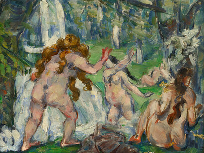 Paul Cézanne, Three Bathers, c. 1875, Oil on canvas, 30.5 x 33 cm, Private Collection, Photo: Ali Elai, Camerarts, Exhibition organised by the Royal Museum of Fine Arts, Antwerp, Royal Academy of Arts, London, and Centre for Fine Arts, Brussels