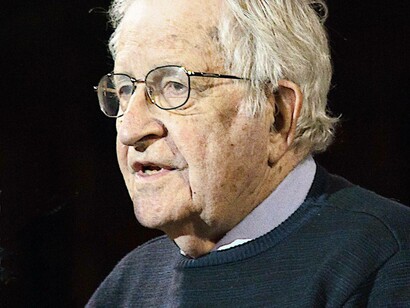 Noam Chomsky speaking carefully and giving each of his words weight and meaning
