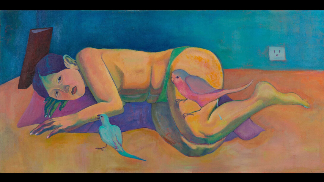 Xiangni Song, Be With You, acrylic on canvas, 24x48 inches. Courtesy the artist and VillageOneArt, NYC