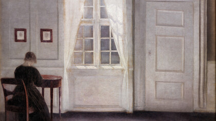 Vilhelm Hammershoi (1864-1916), interior en la calle Strand, Luz del sol en el piso, 1901