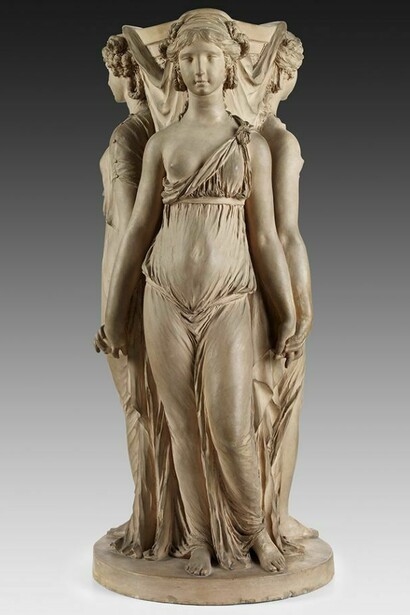 Claude Michel, called Clodion (1738–1814), Three Graces, early 1770s, Terracotta, Private collection, Photo: Michael Bodycomb