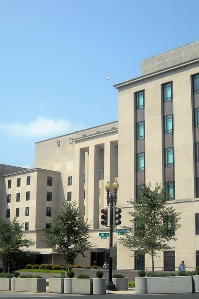 Exterior of the U.S. Department of State Harry S. Truman Building, Washington, D.C., where the headquarters of the Secretary of State are located