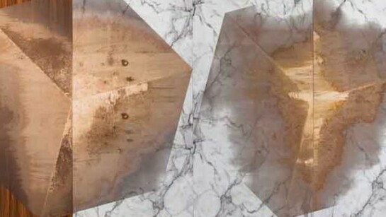 Michael DeLucia, Crop Circles, 2013, high pressure laminate and wood, 96 x 192 inches