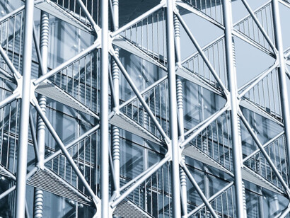 The close-up of the metal surface shows how its sleek texture and reflective properties enhance the overall aesthetic, adding a dynamic and contemporary feel to any structure