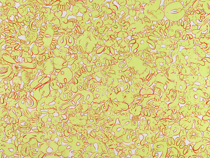 Sue Williams, Bindweed and Red, 2005, Oil on canvas, 72 x 84 inches; 182.9 x 213.4 cm