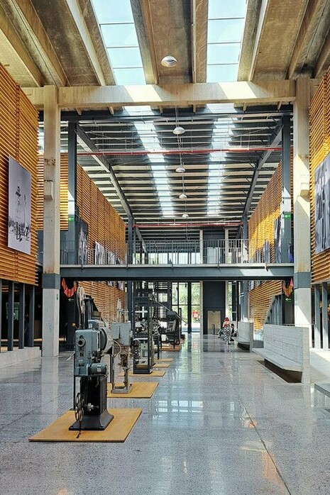 The spacious main hall of Cineteca Nacional Chapultepec, Mexico City, Mexico, symbolizing a place where cinema, history, and architecture come together 
