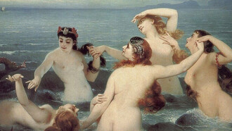 Charles Edouard Boutibonne. Sirene giocano nel mare, 1883