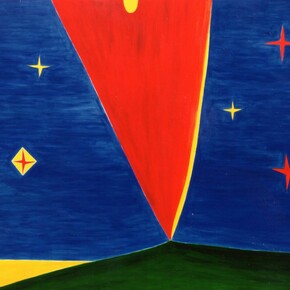 Nicola De Maria, Testa Orfica I, 1990, pigmento e resina su tela, 300x565 cm, courtesy Cortesi Gallery London – Lugano.