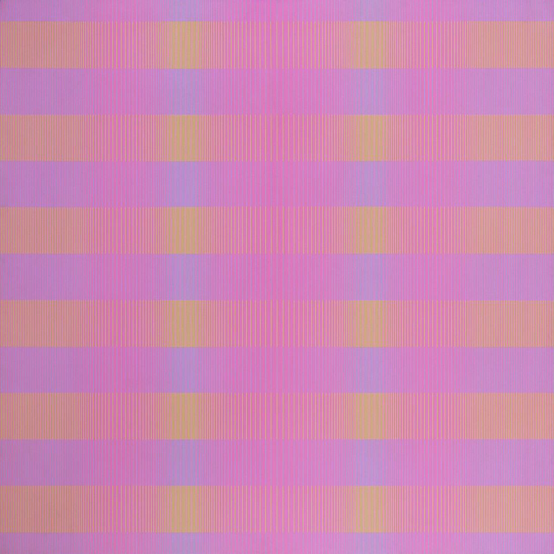 Julian Stanczak, Haze, 1970, Acrylic on canvas, 72 by 72 in. 182.9 by 182.9 cm. Courtesy of the artist and Mitchell-Innes & Nash, NY