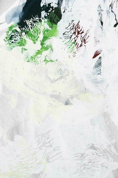 Amélie Ducommun, Sensitive Water Mapping #66, 2016, Mixed media on canvas, 80 x 65 cm. Courtesy of Gallery Elena Shchukina