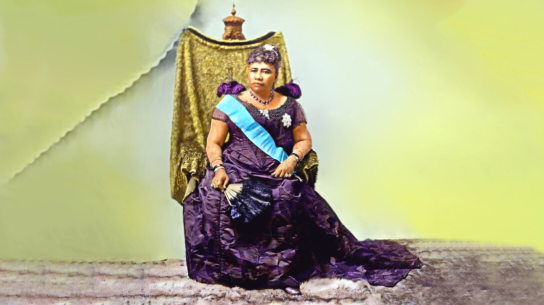 Color-restored image carried from Mauna ʻAla to ʻIolani Palace during the 122nd and 125th anniversaries of the overthrow of the Kingdom of Hawaiʻi