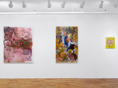 Alex Gibson, Slippery Slope, 2023, installation view, photo by Daniel Terna. Courtesy the artist and Someday, New York