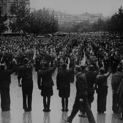 Concentración de la Falange en Zaragoza, octubre de 1936