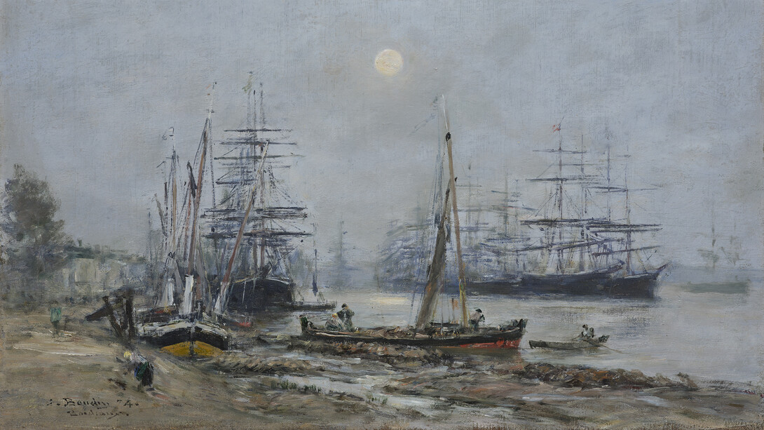Eugène Boudin, Bordeaux, trois-mâts dans le port, 1874. Avec l’aimable autorisation du Musée Marmottan Monet