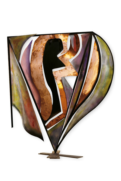 Ideogramma 1, tecnica mista su rame e ferro cm. 200 x 60 x 200, 2003