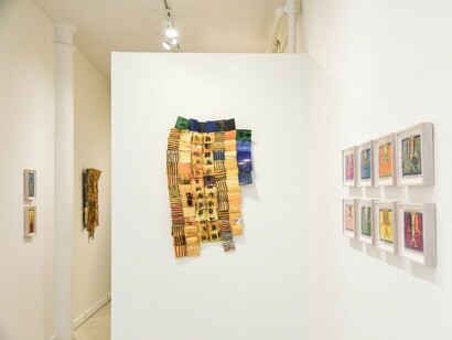 Frédéric Bruly Bouabré & Serge Attukwei Clottey, Exhibition view. Courtesy of Burning in Water