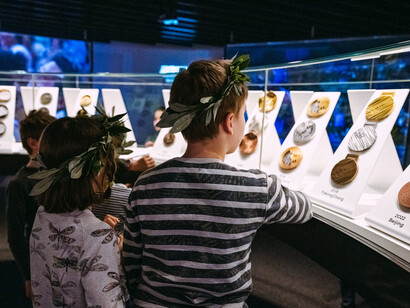Exposition permanente du Musée Olympique, vue de l’exposition. Avec l’aimable autorisation du Musée Olympique