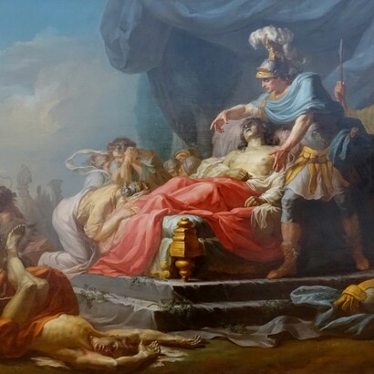 Jean-Joseph Taillasson, "Achilles Displaying the Body of Hector at the Feet of Patroclus", 1769, dettaglio, Krannert Art Museum, Illinois