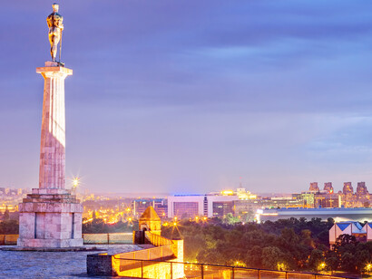 The Pobednik monument overlooking the city from the Kalemegdan