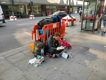 Sans-abri à Londres, Tottenham Court Road, septembre 2018