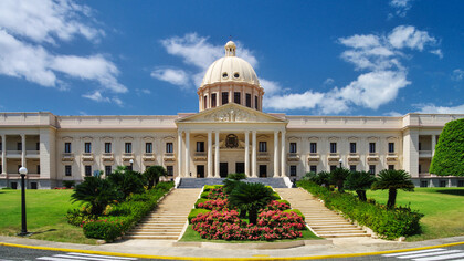 The beautiful Palacio Nacional in Santo Domingo, Dominican Republic, the building that houses the offices of the President and Vice President, stands as a symbol of democratic stability and progress in the Caribbean