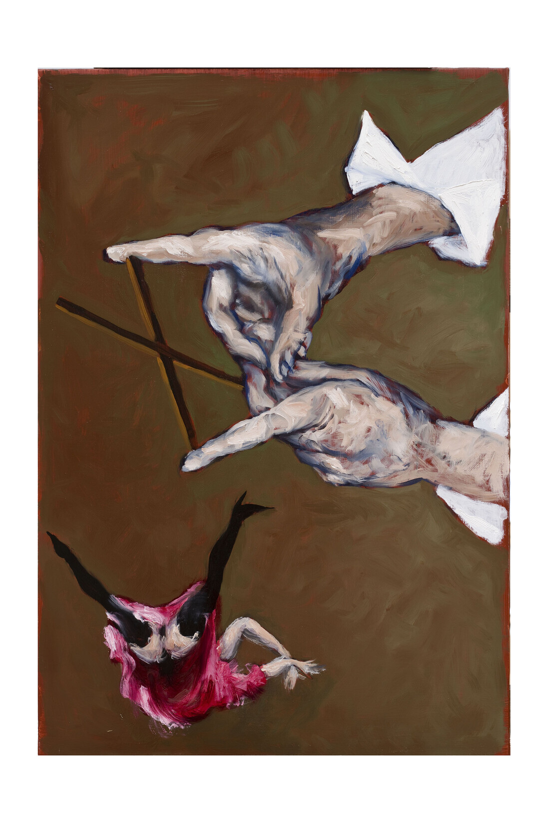 Gérard Garouste, Marionnette à la robe rouge, 2015, huile sur toile, 73 x 50 cm. Collection particulière. © Courtesy Galerie Daniel Templon, Paris. Photo Bertrand Huet/Tutti. © Adagp Paris 2015