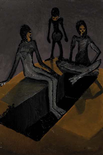 Mohammad Al Resayes, Waiting for the End, 1985, Oil on canvas, 55 x 90 cm