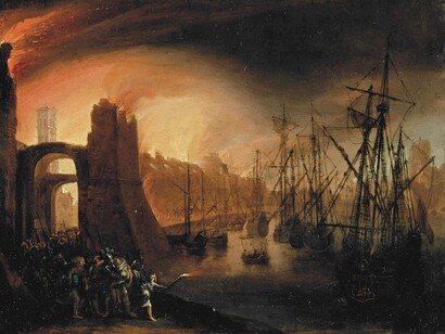 Daniel van Heil, Enea fugge da Troia in fiamme, tra 1627 e 1664, olio su rame